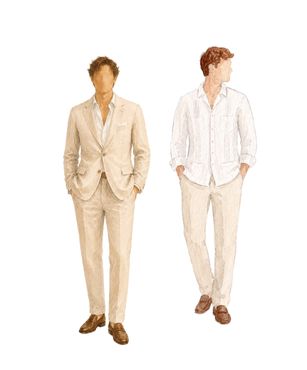 Ilustración de traje de lino y guayabera